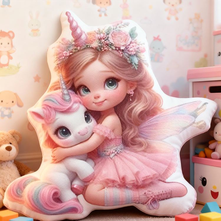 Personalized Fairy Princess Custom Name Soft Decorative Gift Magical Fantasy Style Cozy Bedroom Pink Dream Lovely Sparkle Cute Graphic 3D Print Pillow