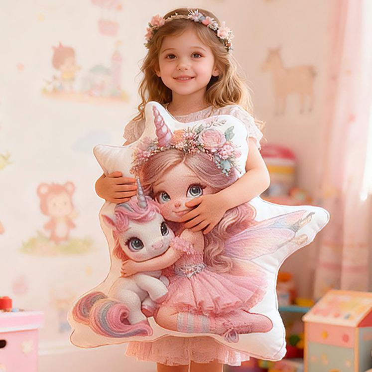 Personalized Fairy Princess Custom Name Soft Decorative Gift Magical Fantasy Style Cozy Bedroom Pink Dream Lovely Sparkle Cute Graphic 3D Print Pillow