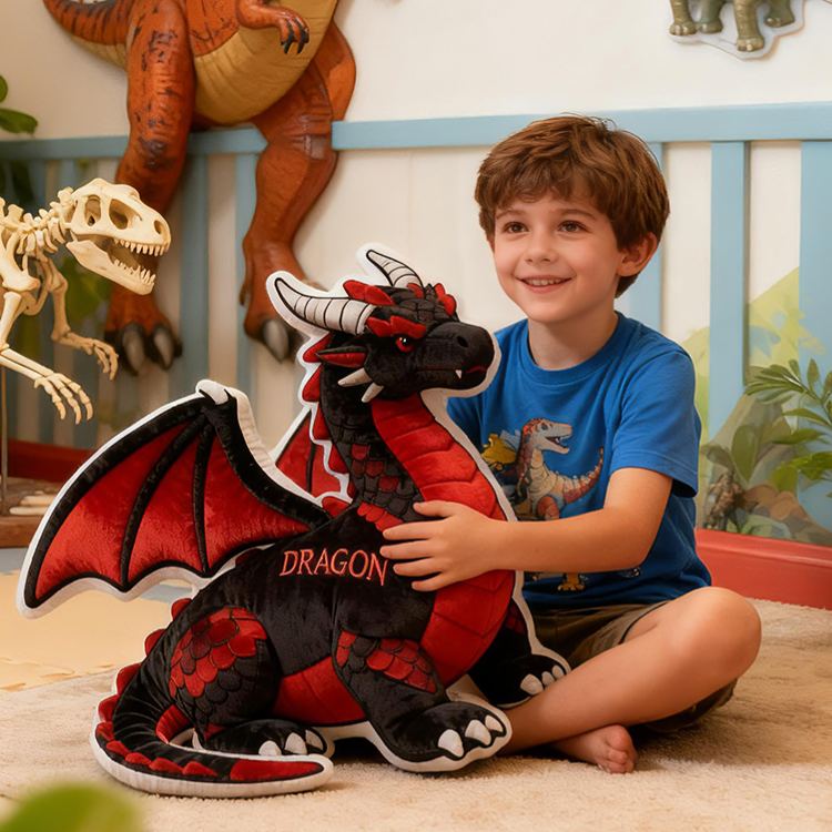 Personalized Red Dragon Fire Custom Name Soft Decorative Gift Fantasy Creature Style Cozy Bedroom Brave Power Mystic Adventure Magic Graphic 3D Print Pillow