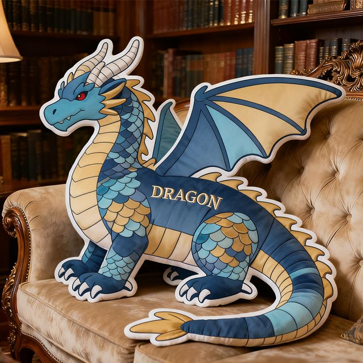 Personalized Red Dragon Fire Custom Name Soft Decorative Gift Fantasy Creature Style Cozy Bedroom Brave Power Mystic Adventure Magic Graphic 3D Print Pillow