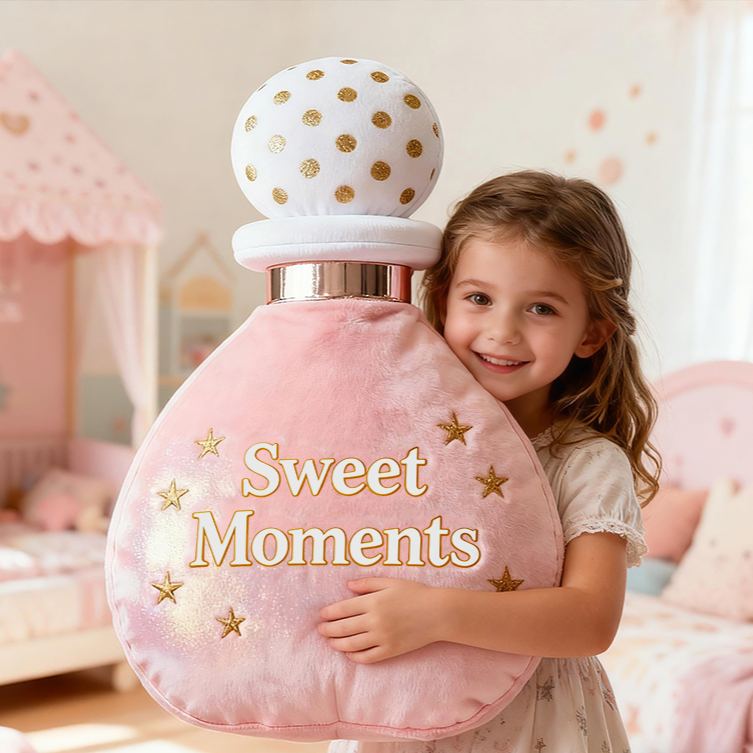 Personalized Perfume Bottle Star Custom Name Soft Decorative Gift Elegant Princess Style Cozy Bedroom Dream Pink Luxury Lovely Graphic 3D Print Pillow
