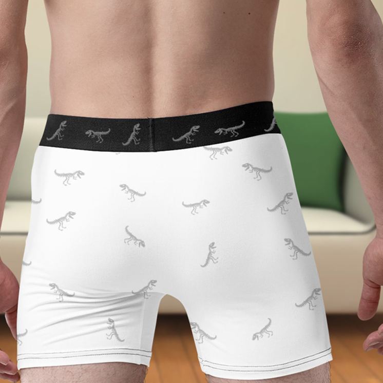 Personalized Man Stop Staring at My Dinosaur It Belongs to Her Boxer Brief Custom Men Underwear with Name Valentines Day Gift for Boyfriend Husband