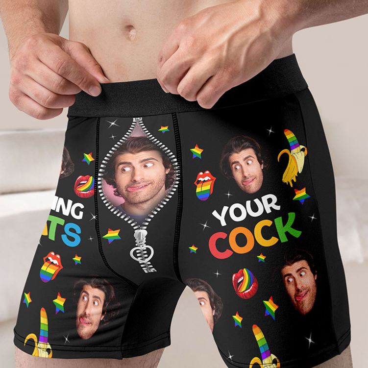Personalized Photo Gifts for LGBT Men's Boxers Custom Funny Boxer Briefs Nothing Beats Your Cock LGBTQ Valentine's Gift for Him