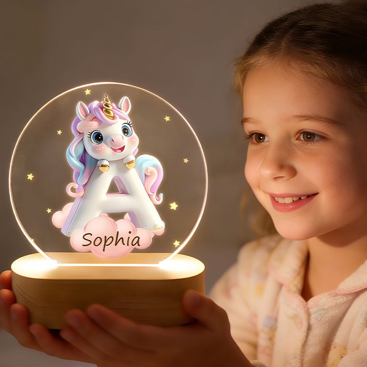 Personalized Initial Letter Custom Name Soft Glow Decorative Gift Magical Princess Style Cozy Nursery Room Dream Star Night Light