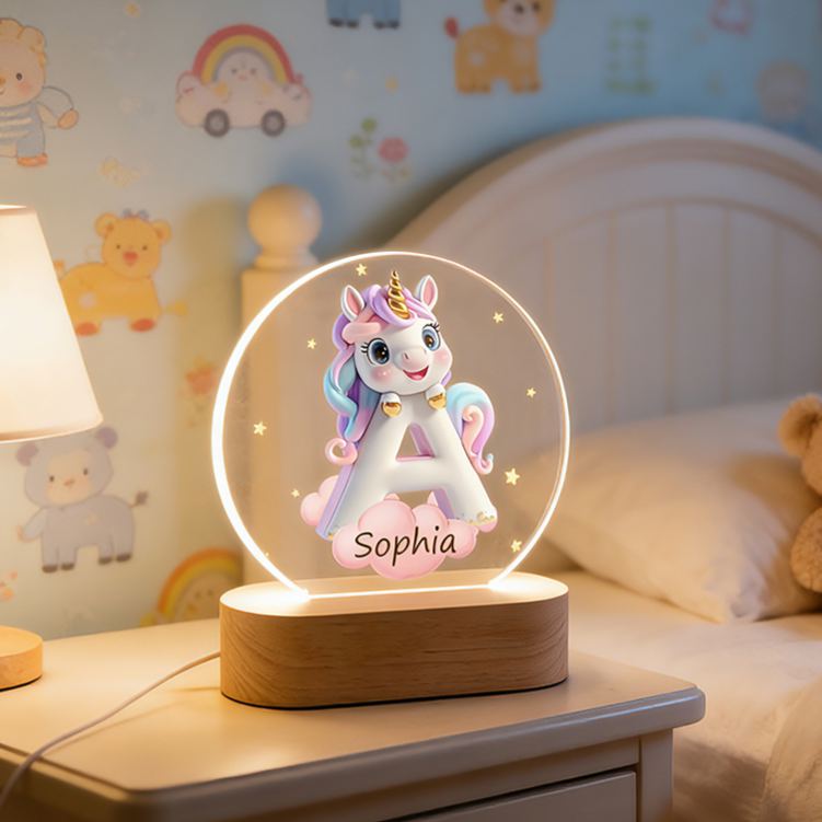 Personalized Initial Letter Custom Name Soft Glow Decorative Gift Magical Princess Style Cozy Nursery Room Dream Star Night Light