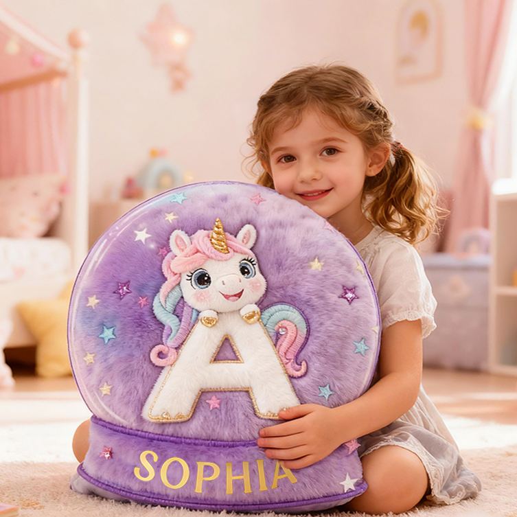 Personalized Initial Letter Shape Custom Name Soft Decorative Gift Magical Princess Style Cozy Girls Room Dream Purple Graphic 3D Print Pillow
