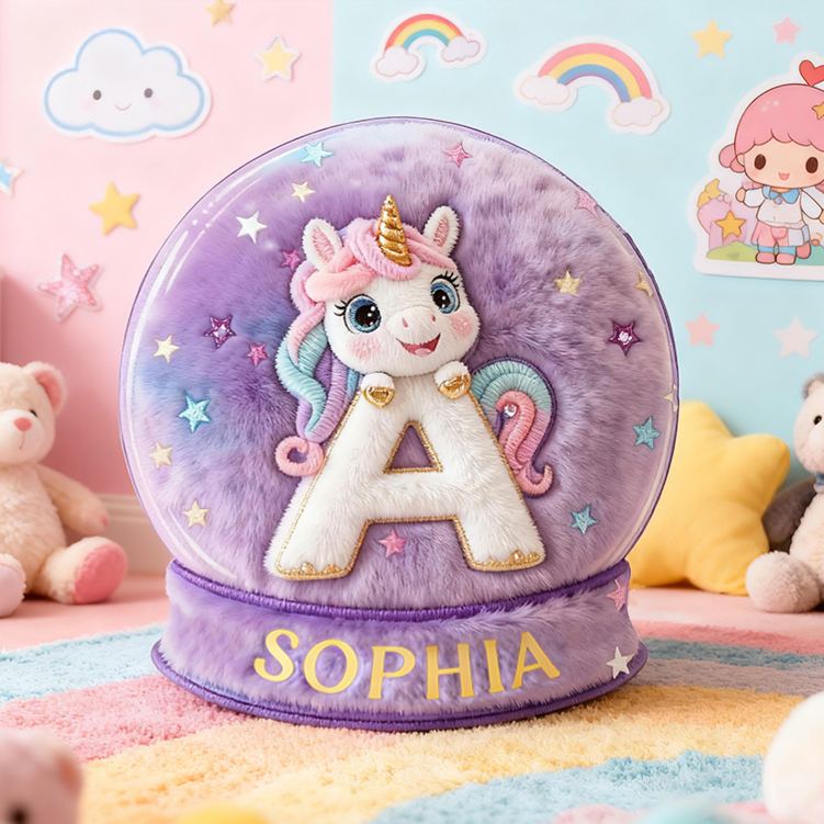 Personalized Initial Letter Shape Custom Name Soft Decorative Gift Magical Princess Style Cozy Girls Room Dream Purple Graphic 3D Print Pillow