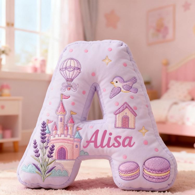 Personalized Purple Butterfly Star Lavender Letter Initial Custom Name Soft Decorative Gift Cozy Girls Room Sweet Alphabet Graphic 3D Print Pillow