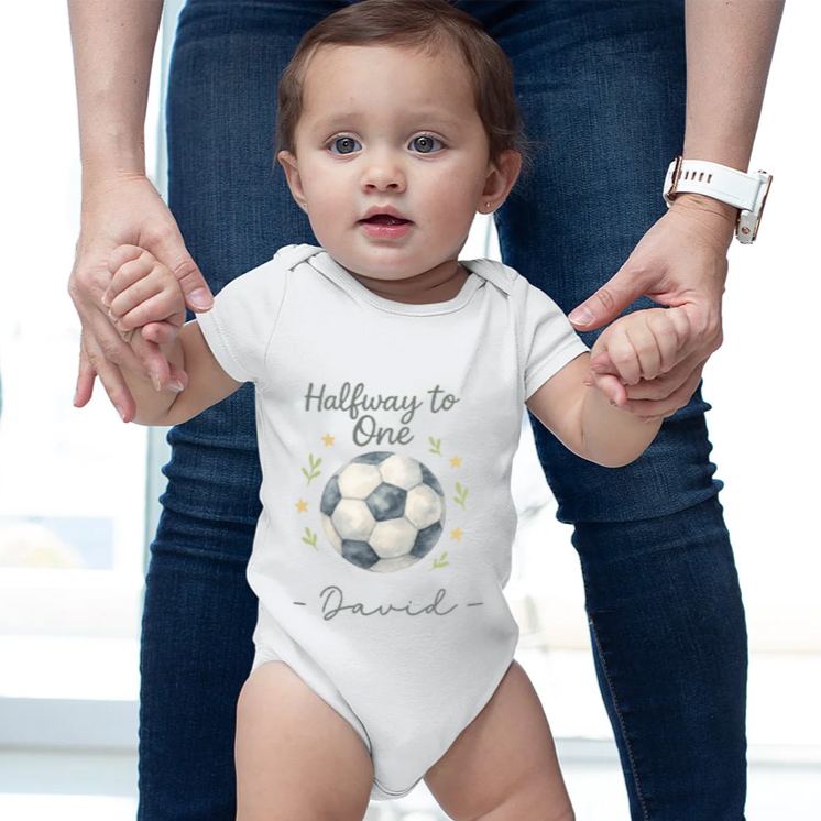 Personalized Soccer Ball Name Custom Baby Gift Cute Sports Fan Waiting For Goals Fun Soft Comfortable Baby Bodysuit