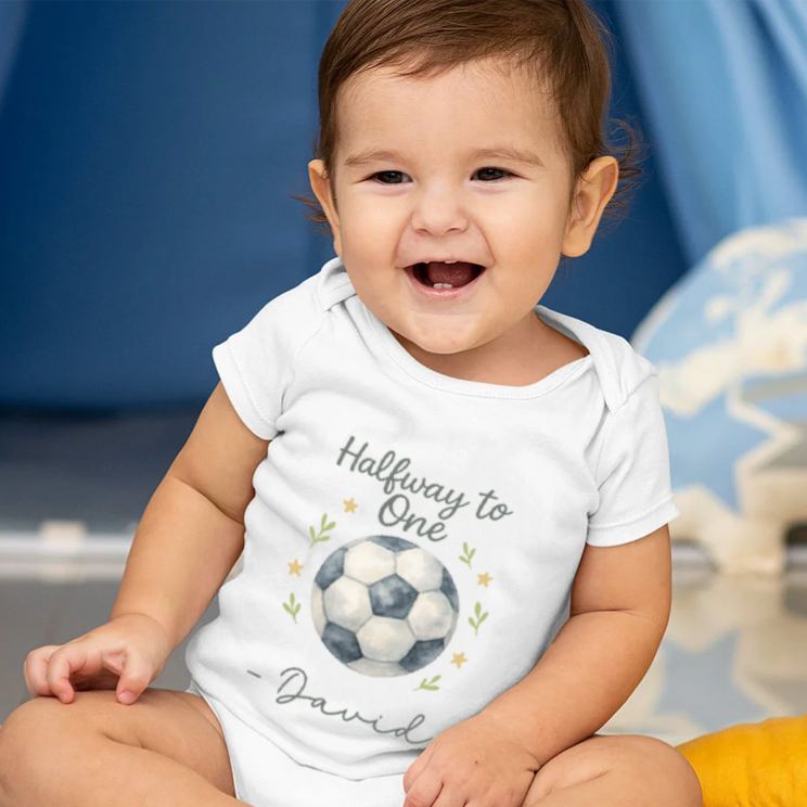Personalized Soccer Ball Name Custom Baby Gift Cute Sports Fan Waiting For Goals Fun Soft Comfortable Baby Bodysuit
