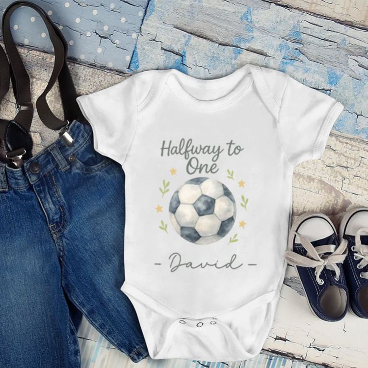 Personalized Soccer Ball Name Custom Baby Gift Cute Sports Fan Waiting For Goals Fun Soft Comfortable Baby Bodysuit