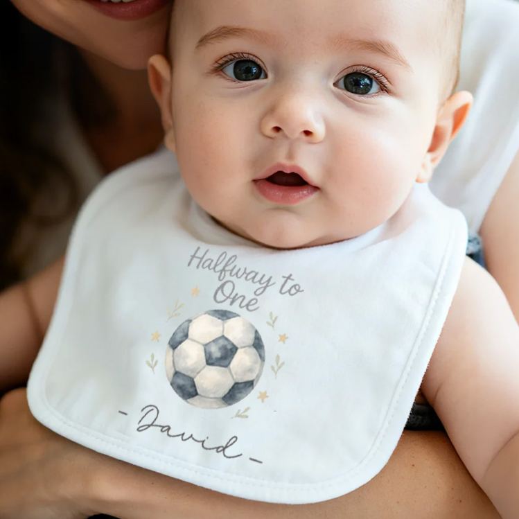 Personalized Soccer Ball Name Custom Baby Gift Cute Sports Fan Waiting For Goals Fun Soft Comfortable Baby Bib