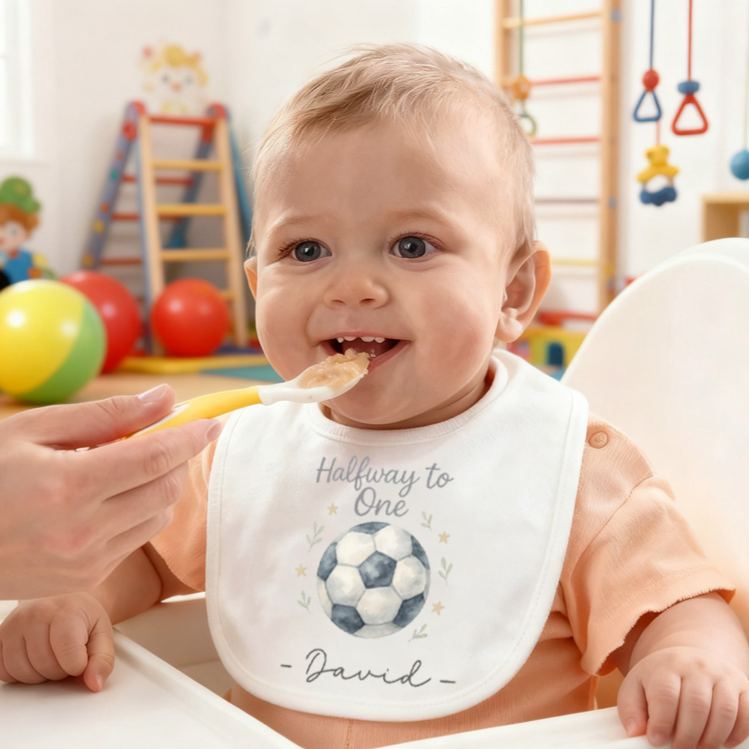 Personalized Soccer Ball Name Custom Baby Gift Cute Sports Fan Waiting For Goals Fun Soft Comfortable Baby Bib
