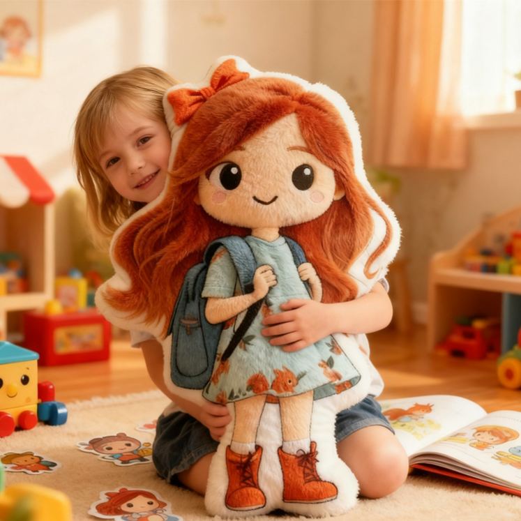Personalized Boy and Girl Image Custom Kids Gift Cute Soft Plush Decorative Pillow Gift for Kids 