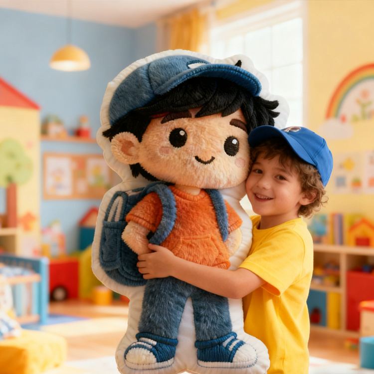 Personalized Boy and Girl Image Custom Kids Gift Cute Soft Plush Decorative Pillow Gift for Kids 