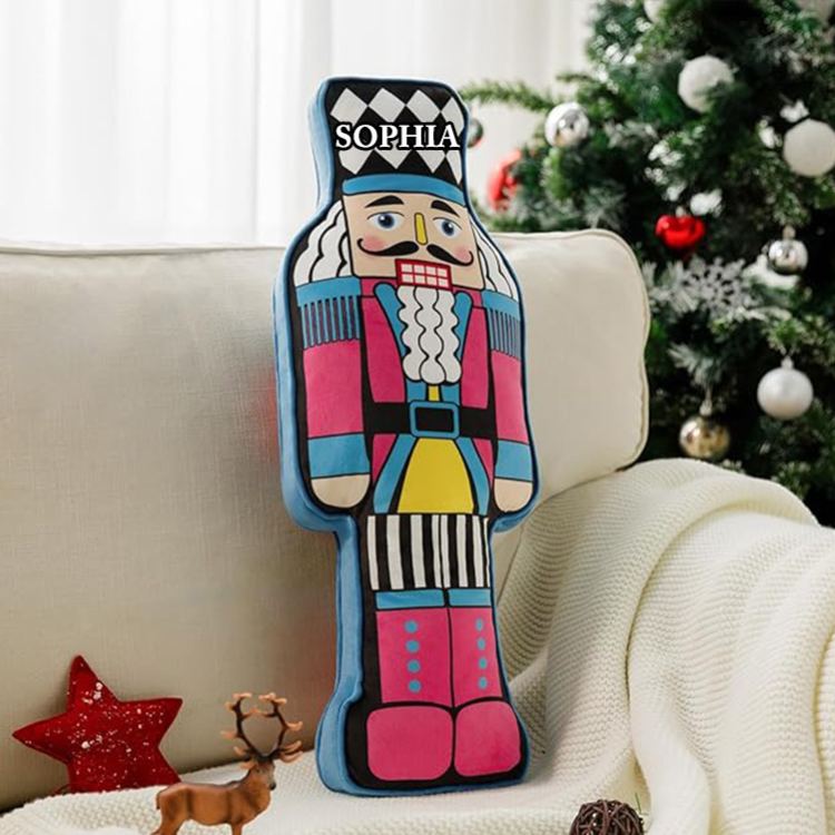 Personalized Nutcracker Name Custom Kids Gift Christmas Classic Soldier Red Green Festive Soft Decorative Pillow
