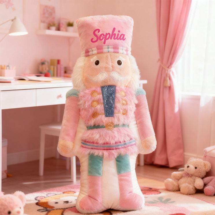 Personalized Name Custom Kids Gift Christmas Soldier Pastel Pink Blue Soft Festive Decorative Graphic 3D Print Pillow
