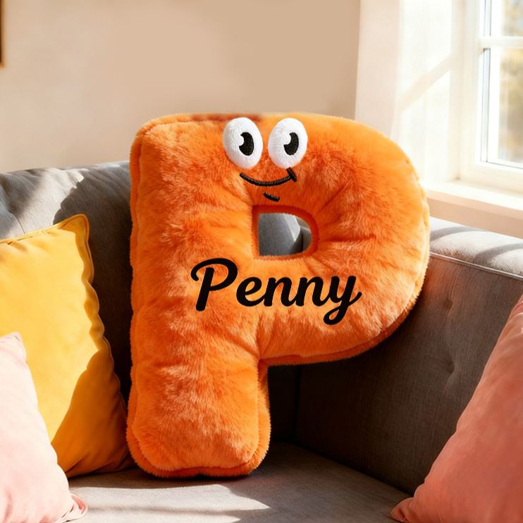 Personalized Funny Letter Cartoon Face Name Custom Kids Gift Bright Color Soft Playful Decorative Graphic 3D Print Pillow