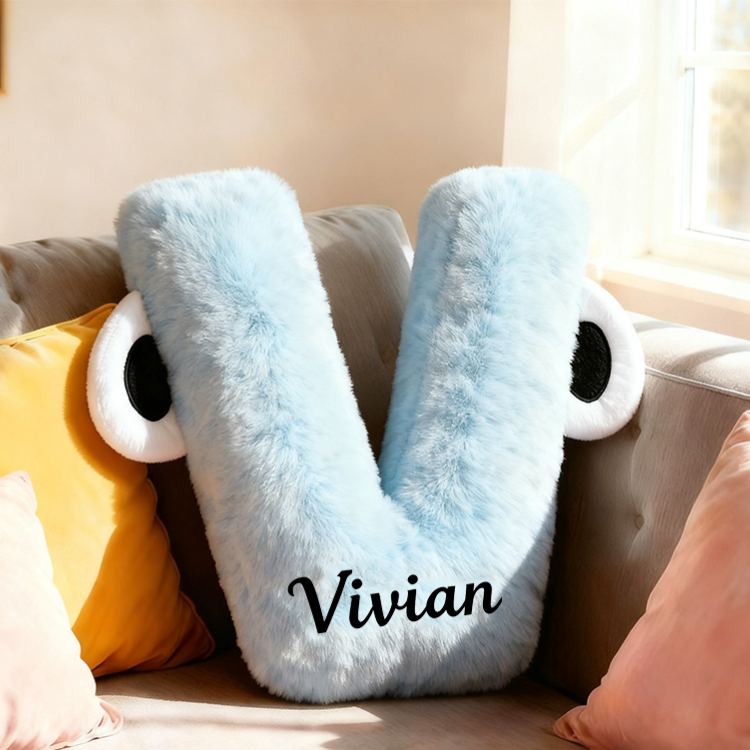 Personalized Funny Letter Cartoon Face Name Custom Kids Gift Bright Color Soft Playful Decorative Graphic 3D Print Pillow