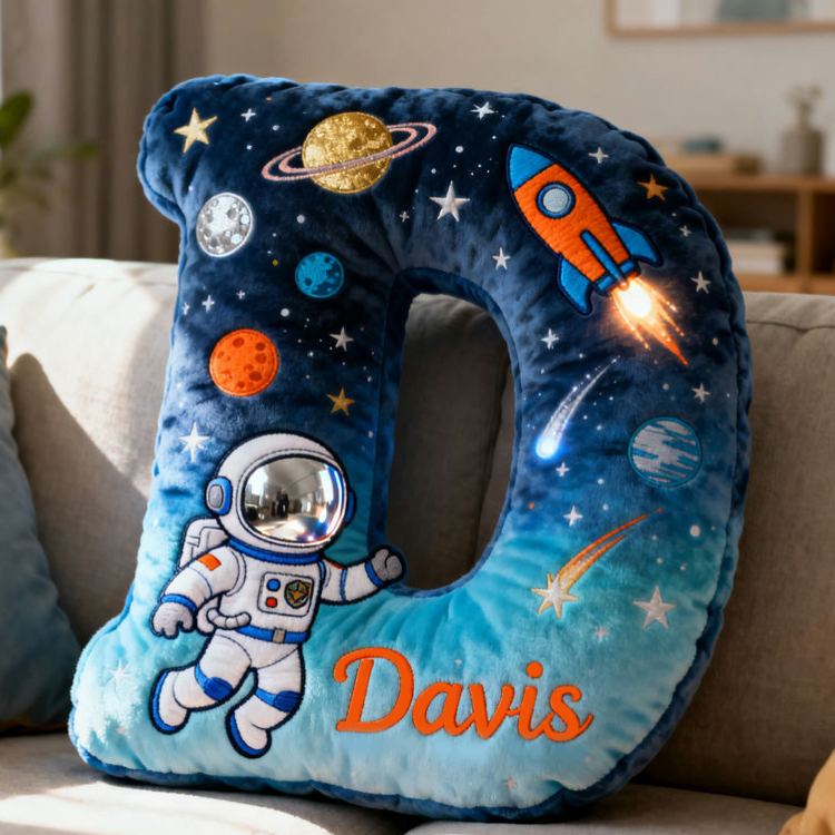 Personalized Astronaut Space Galaxy Name Custom Kids Gift Adventure Rocket Starry Sky Decorative Graphic 3D Print Pillows