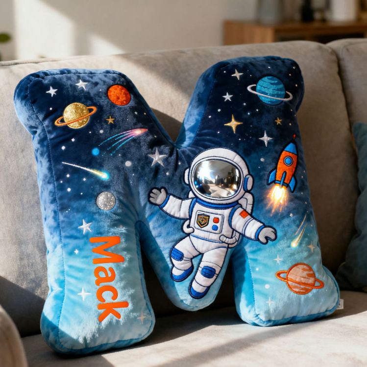 Personalized Astronaut Space Galaxy Name Custom Kids Gift Adventure Rocket Starry Sky Decorative Graphic 3D Print Pillows