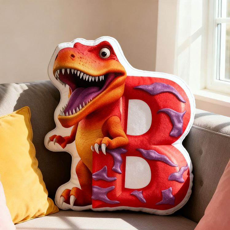 Personalized Dinosaur Letter Cartoon Cute Kids Room Custom Name Gift Fun Decorative Throw Pillows