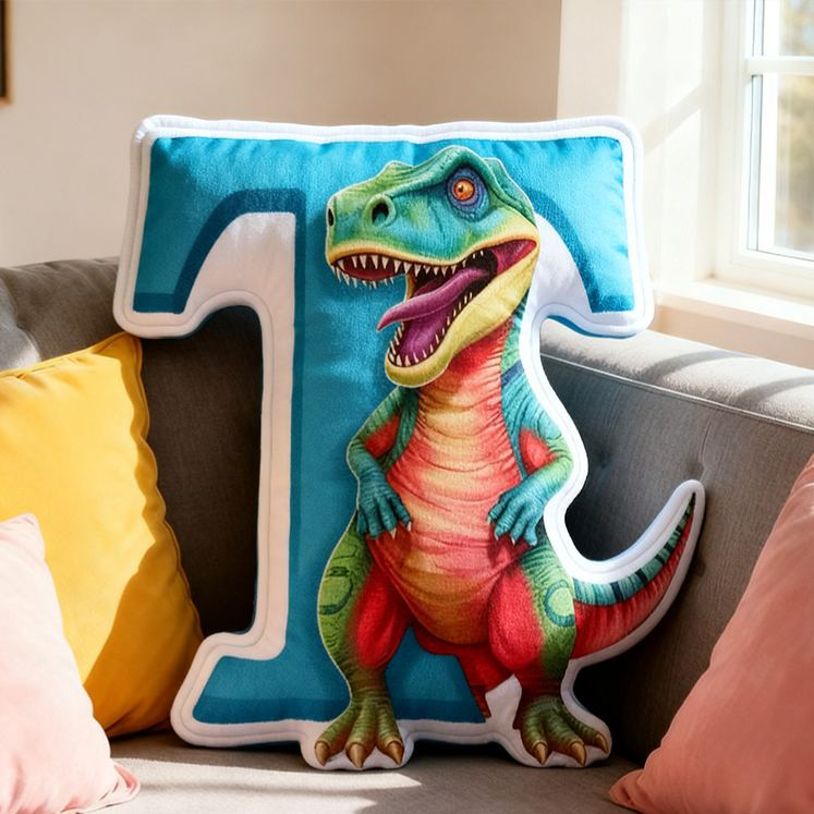 Personalized Dinosaur Letter Cartoon Cute Kids Room Custom Name Gift Fun Decorative Throw Pillows