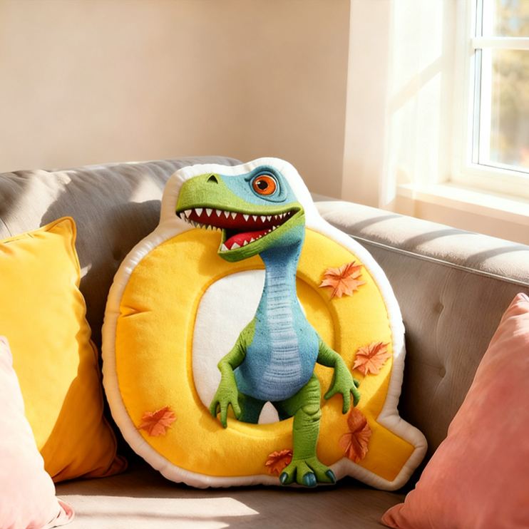 Personalized Dinosaur Letter Cartoon Cute Kids Room Custom Name Gift Fun Decorative Throw Pillows