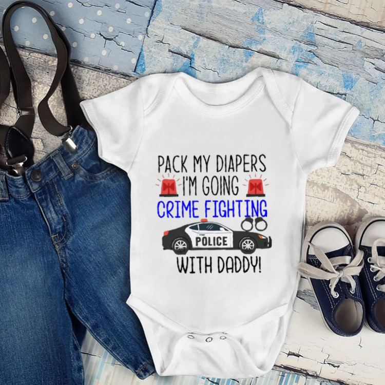 Personalized Pack My Diapers I'm Going Crime Fighting With Daddy Baby Onesies