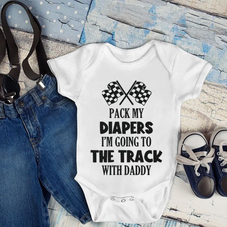 Personalized Racing Baby Bodysuit with Checkered Flags and Fun Quote for Little Speedsters and Track Adventures Baby Bodysuit