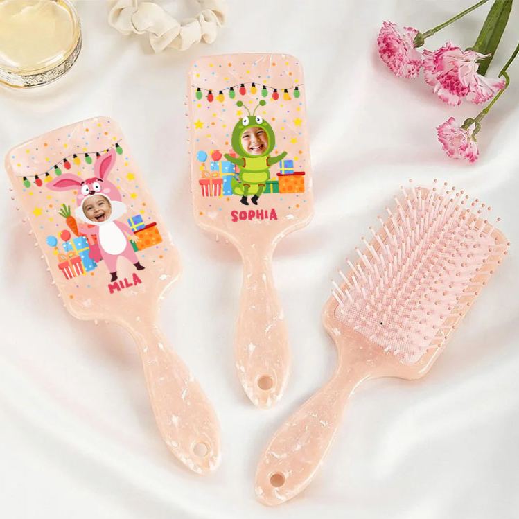 Personalized Photo Hair Brush with Custom Name and Colorful Design for Kids and Fun Grooming Hair Brush