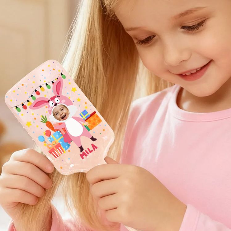 Personalized Photo Hair Brush with Custom Name and Colorful Design for Kids and Fun Grooming Hair Brush