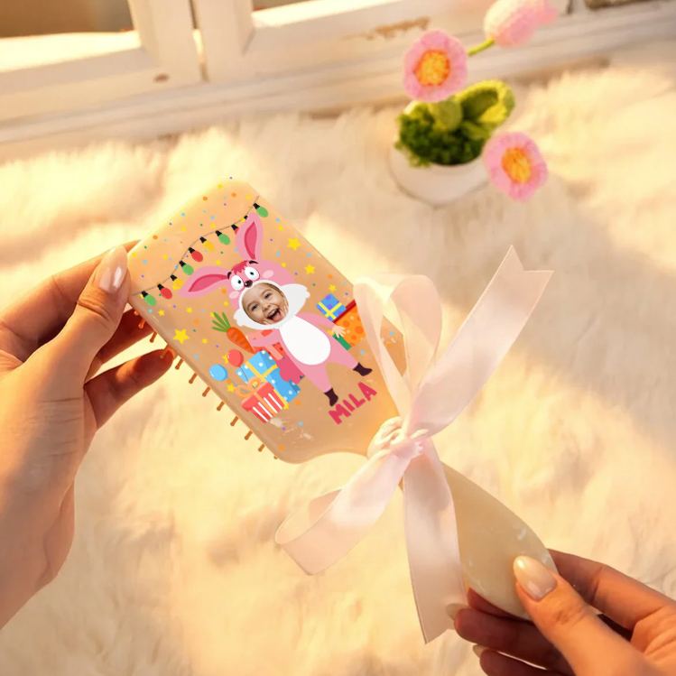 Personalized Photo Hair Brush with Custom Name and Colorful Design for Kids and Fun Grooming Hair Brush