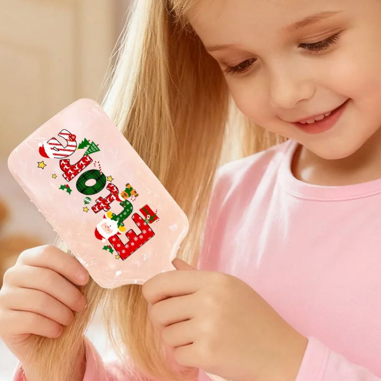 Personalized Holiday Hair Brush with Custom Name and Cheerful Christmas Design for Festive and Fun Grooming Hair Brush
