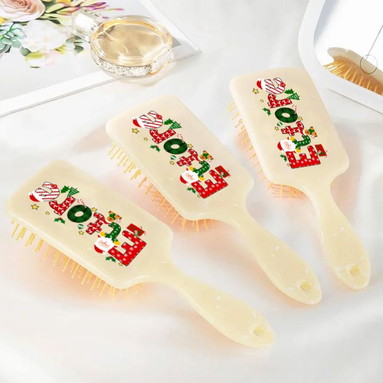 Personalized Holiday Hair Brush with Custom Name and Cheerful Christmas Design for Festive and Fun Grooming Hair Brush