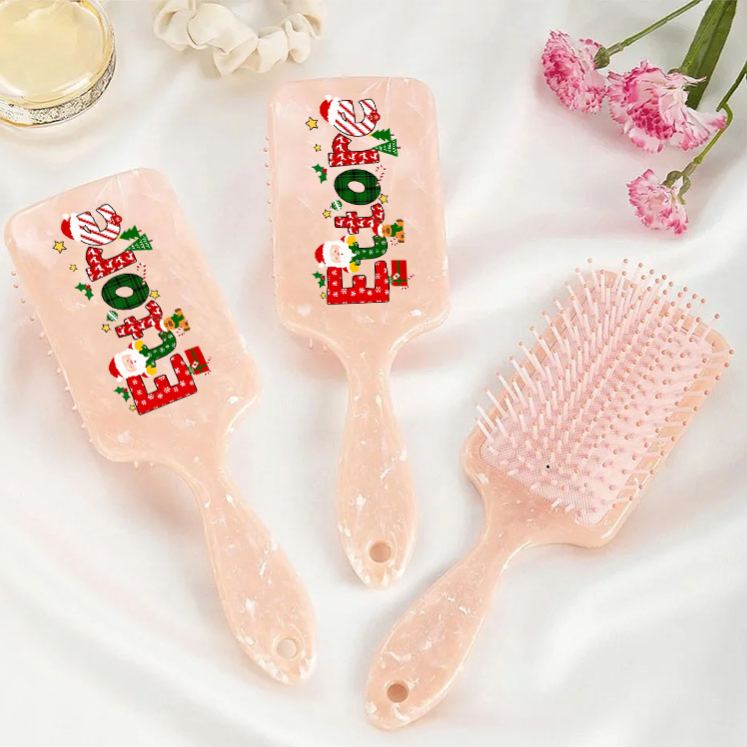 Personalized Holiday Hair Brush with Custom Name and Cheerful Christmas Design for Festive and Fun Grooming Hair Brush