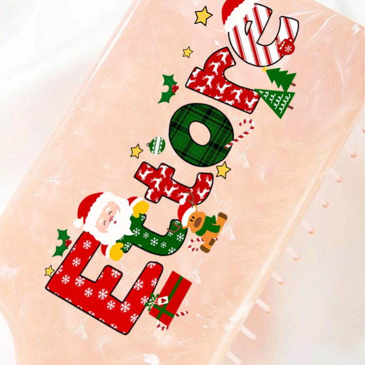 Personalized Holiday Hair Brush with Custom Name and Cheerful Christmas Design for Festive and Fun Grooming Hair Brush