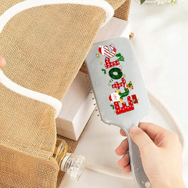 Personalized Holiday Hair Brush with Custom Name and Cheerful Christmas Design for Festive and Fun Grooming Hair Brush