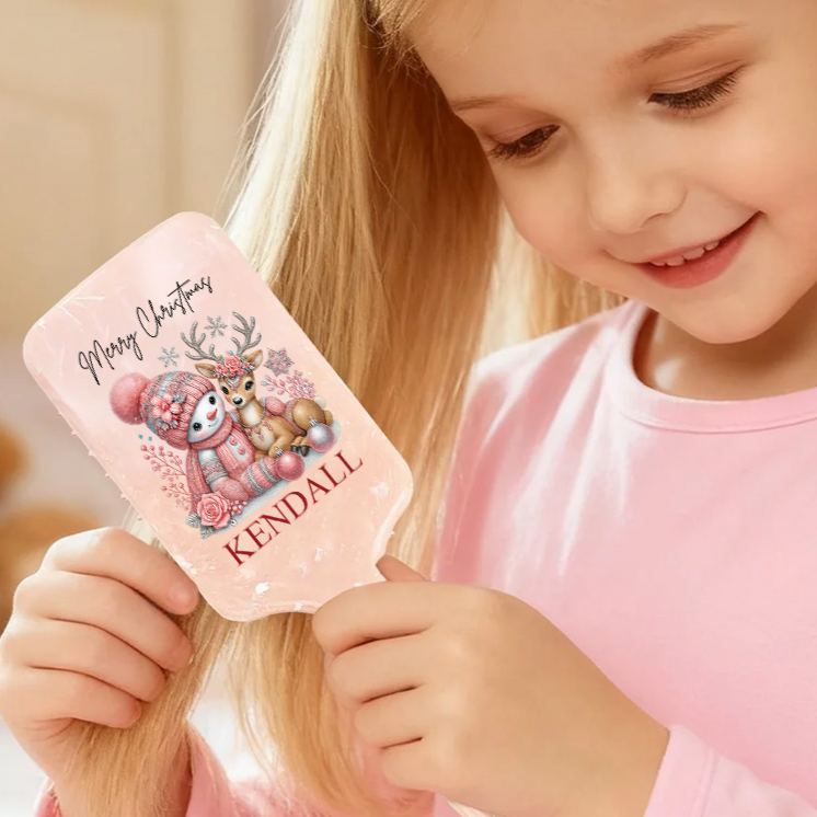 Personalized Christmas Hair Brush with Custom Name and Festive Holiday Design for Kids and Joyful Grooming Hair Brush
