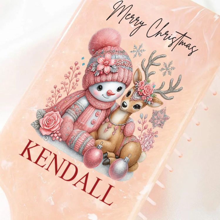 Personalized Christmas Hair Brush with Custom Name and Festive Holiday Design for Kids and Joyful Grooming Hair Brush