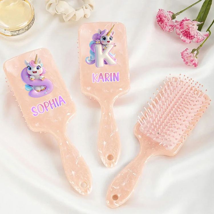 Personalized Unicorn Hair Brush with Custom Name and Cute Magical Design for Kids and Fun Grooming Experience Hair Brush