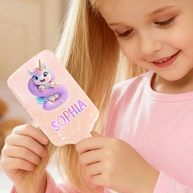 Personalized Unicorn Hair Brush with Custom Name and Cute Magical Design for Kids and Fun Grooming Experience Hair Brush