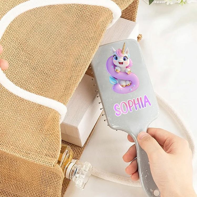 Personalized Unicorn Hair Brush with Custom Name and Cute Magical Design for Kids and Fun Grooming Experience Hair Brush