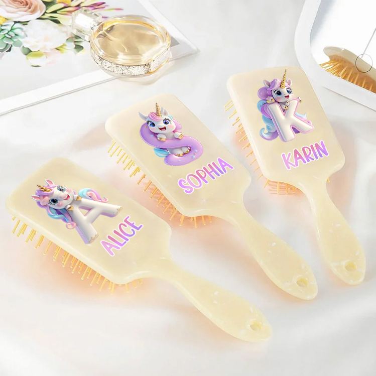 Personalized Unicorn Hair Brush with Custom Name and Cute Magical Design for Kids and Fun Grooming Experience Hair Brush