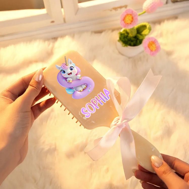 Personalized Unicorn Hair Brush with Custom Name and Cute Magical Design for Kids and Fun Grooming Experience Hair Brush