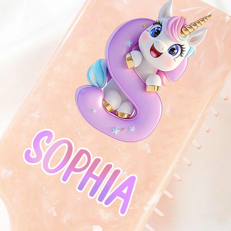 Personalized Unicorn Hair Brush with Custom Name and Cute Magical Design for Kids and Fun Grooming Experience Hair Brush