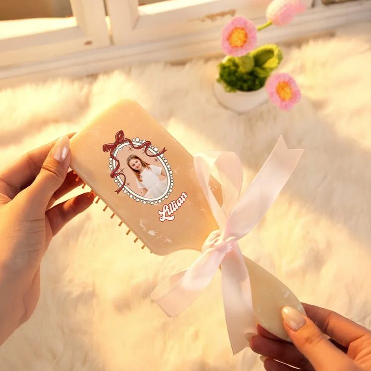 Personalized Photo Hair Brush Anti-Static Massage Comb with Name Bachelorette Party Birthday Christmas Gift for Daughter Girl