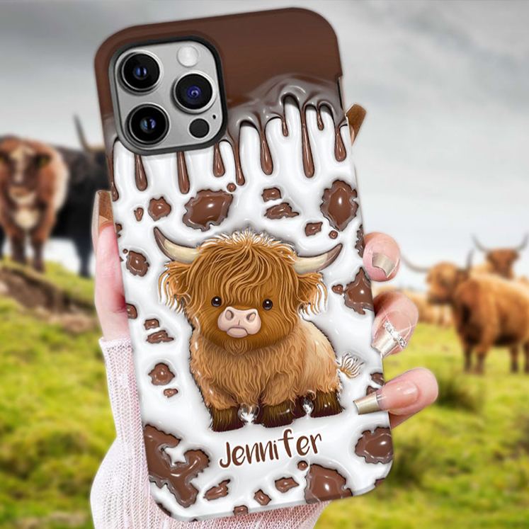 Personalized Highland Cow Phone Cases with Cute Cow Design and Custom Name for Animal Lovers and Unique Style Phone Cases