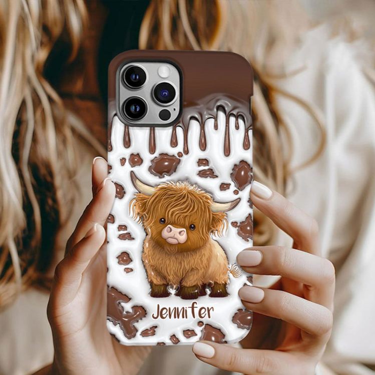 Personalized Highland Cow Phone Cases with Cute Cow Design and Custom Name for Animal Lovers and Unique Style Phone Cases