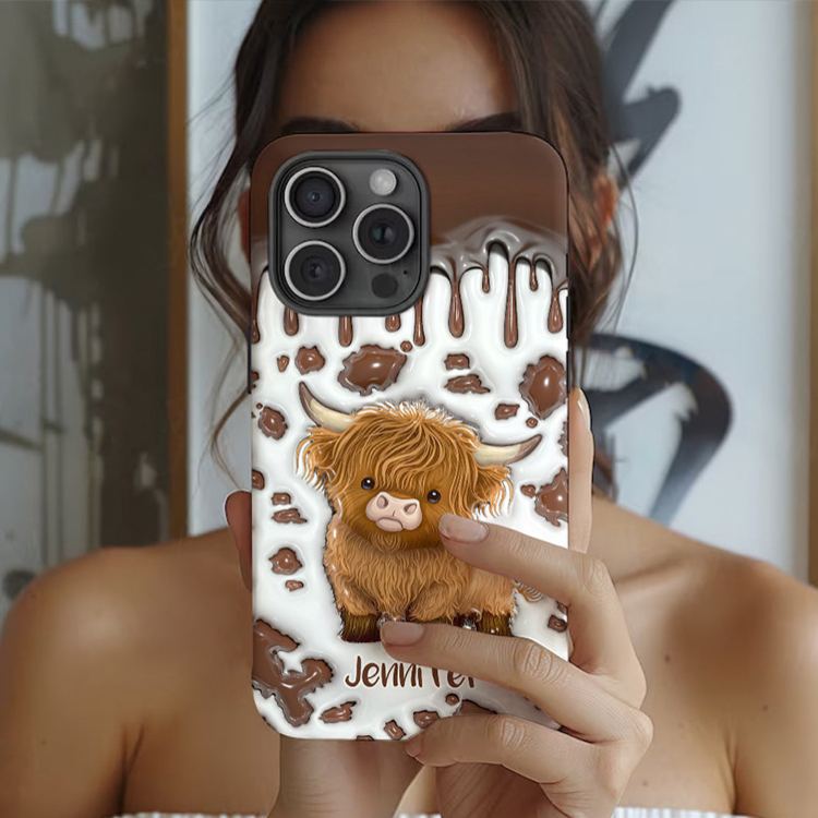 Personalized Highland Cow Phone Cases with Cute Cow Design and Custom Name for Animal Lovers and Unique Style Phone Cases